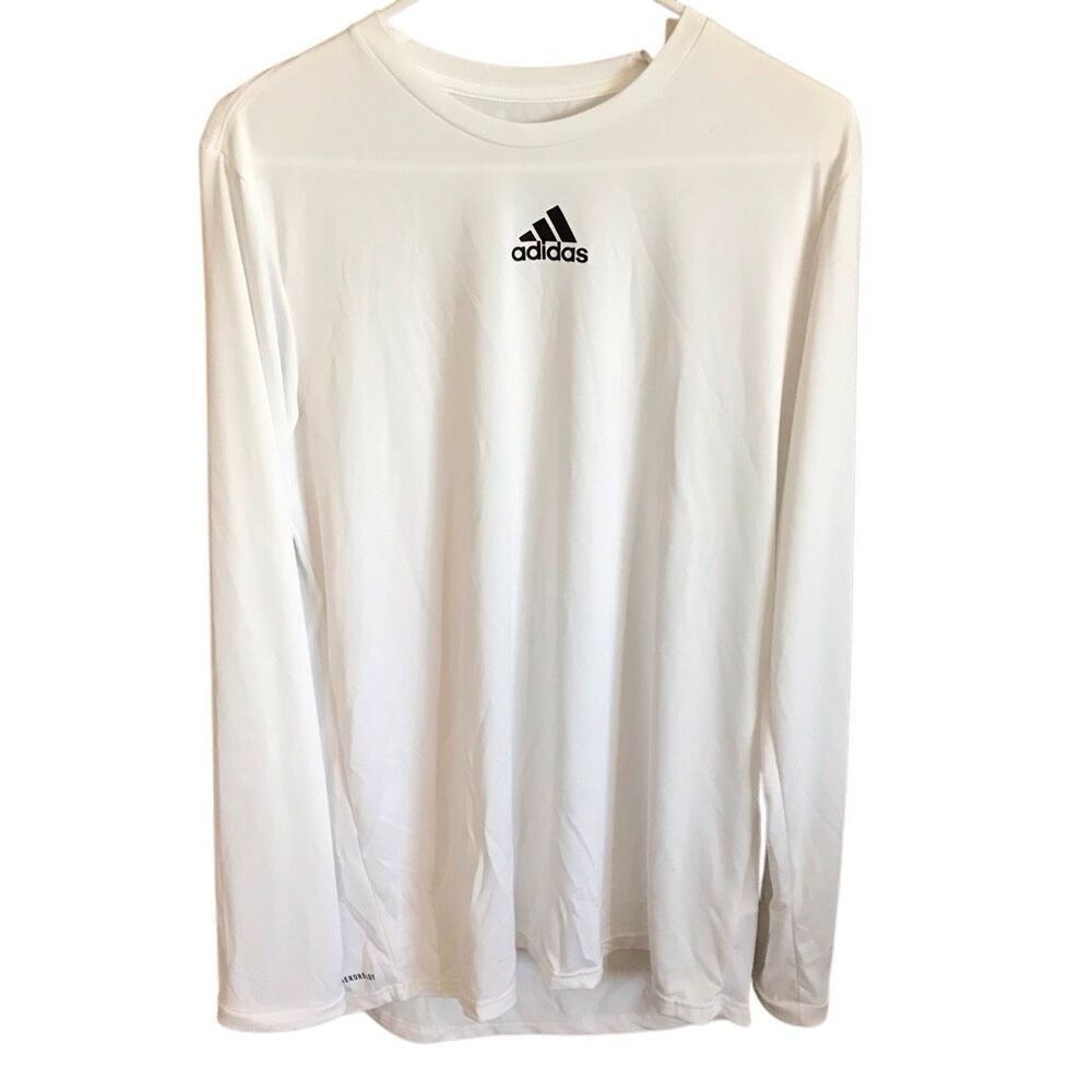 Adidas Mens size Medium long sl pre game shirt white New with tags aeroready